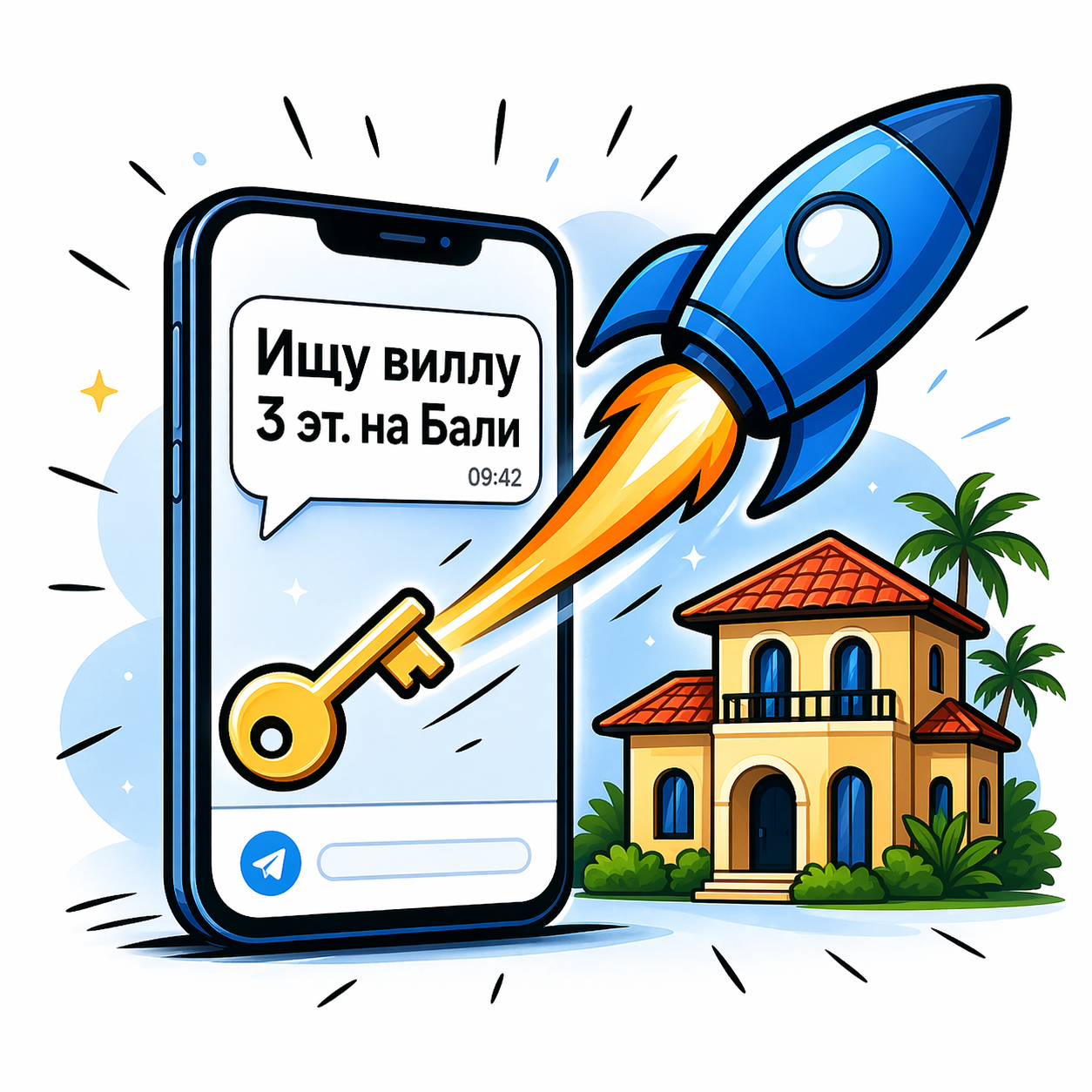 ФайндЛид находит заявки на недвижимость в Telegram: «Ищу виллу 3 эт. на Бали»